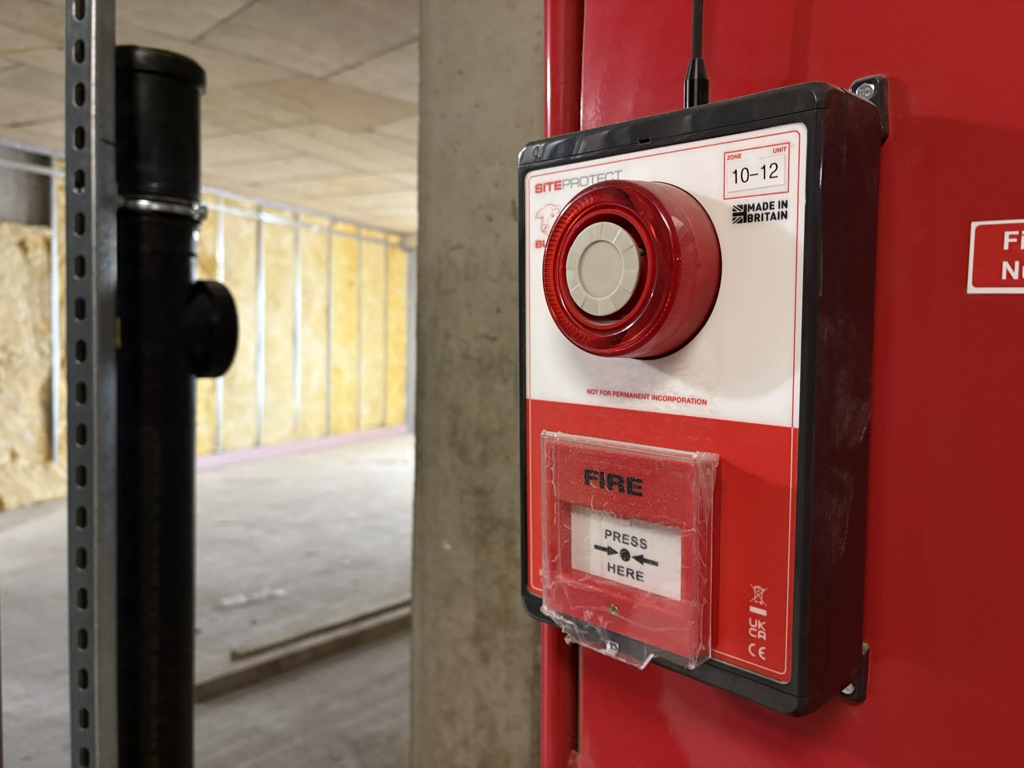Bull wireless fire detection equipment installed at Oval Village construction site