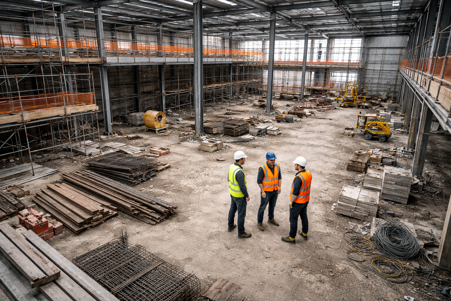 Construction workers at a site safety station